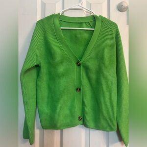 Vibrant Green Women's cardigan sweater medium